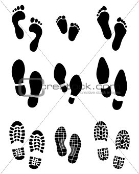 prints of feet and shoes