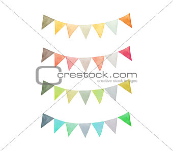 Vector colorful triangle carnival party flag collection