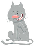happy gray cat cartoon animal character
