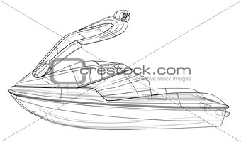 Jet ski sketch. Vector