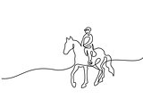Continuous one line drawing. Horse logo