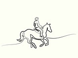 Continuous one line drawing. Horse logo