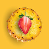 Pineapple and strawberry. Vector illustration