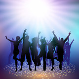 Party crowd on a spotlight background