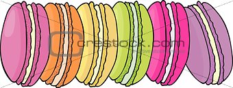 Macaroon cookies. Sweet and tasty vector template for cooking and restaurant menu.
