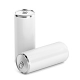 Two white beverage cans