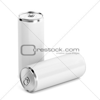 Two white beverage cans