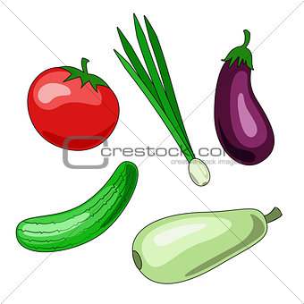 A set of vegetable icons. Vectron illustrations of tomato, cucum