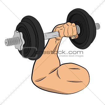 hand with barbell. body building concept vector drawing illustration