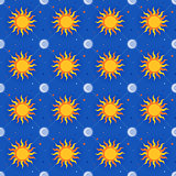 Seamless pattern with sun and moon