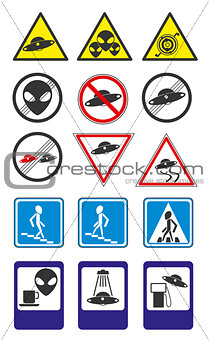 UFO road signs Vector Collection. Part 2