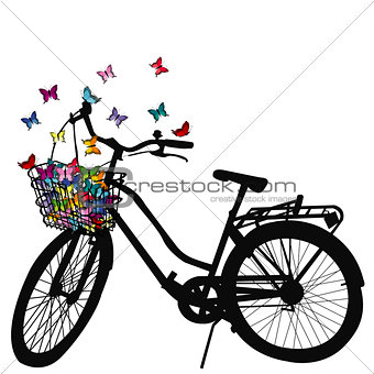 Abstract illustration of a bicycle silhouette with colored butte