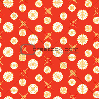 Japanese pattern red and gold floral shapes colors.