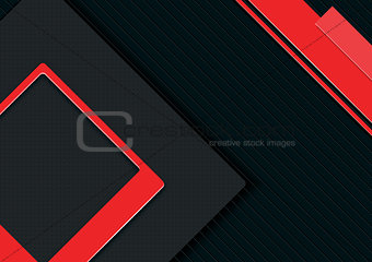 Elegant Abstract Black Background with Red Tech Style