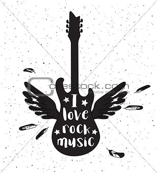 Guitar silhouette on a white background