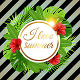 Summer tropical banner with red flowers