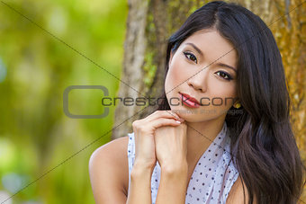 Beautiful Chinese Asian Young Woman Girl Outside