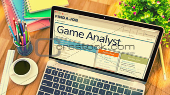 Game Analyst Job Vacancy. 3D.