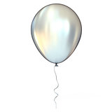 Chrome, silver, metallic balloon with ribbon