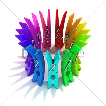 Colorful plastic clothes pegs