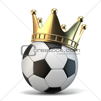 Golden crown on soccer ball 3D