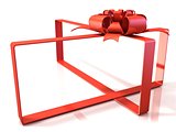 Festive gift ribbon and bow, box shaped, 3D