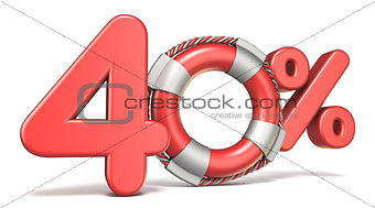 Life buoy 40 percent sign 3D