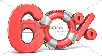 Life buoy 60 percent sign 3D