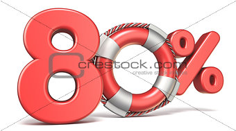 Life buoy 80 percent sign 3D