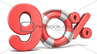 Life buoy 90 percent sign 3D