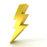 Lightning symbol, 3D golden sign