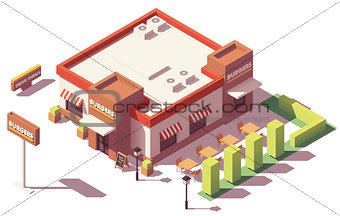 Vector isometric low poly fast food restaurant