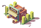 Vector isometric fish and seafood shop