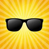 Crumpled Yellow Sunburst Background With Sunglasses