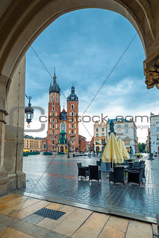 market square in the center of the city of Krakow. Shopping arca