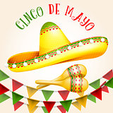 Cinco de Mayo poster with sombrero and maracas