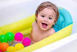 Cute little boy bathing