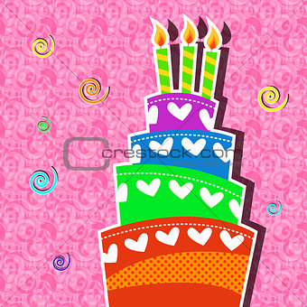 playful birthday cake with candle card
