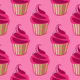 Cupcake vector pattern pink background