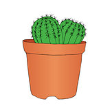 Ink style hand drawn sketch cactus in pot. Vector illustration