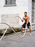 Workout outdoors with training ropes