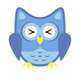 Owl stylized icon blue colors
