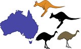 Australia cartoon travel map vector illustration.