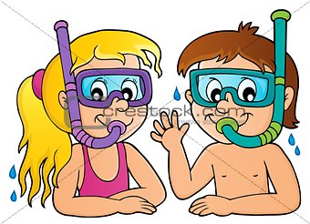 Children snorkel divers theme 1