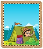 Parchment with scout in tent theme 2