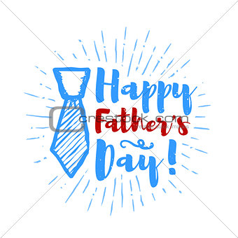 Happy father's day lettering with sunbursts background. Vector illustration
