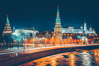 The view of Kremlin from the bridge. Moscow.