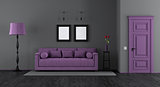 Elegant black and purple living room