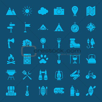 Hiking Outdoor Solid Web Icons