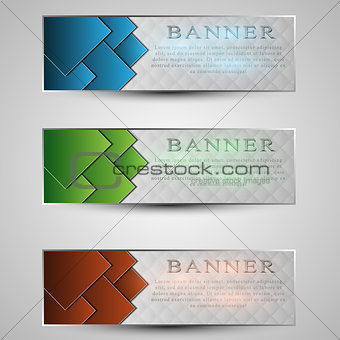 set of colored info graphic banners with different symbol